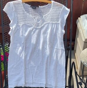 Like New Calvin Klein Jeans White Crochet Detail Women's Top